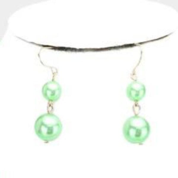 5 Strand Mint Green Pearl (faux) Necklace & Earring Set by core