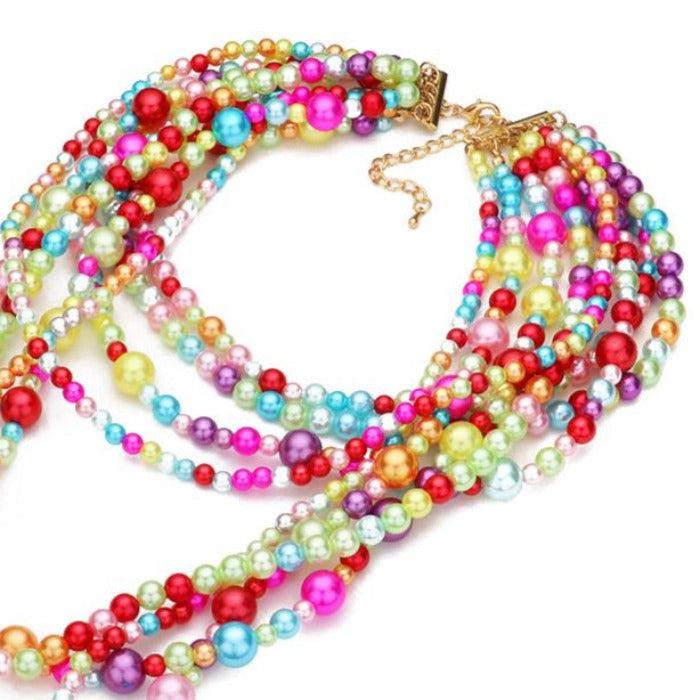 Pearl (faux) Multi Color Necklace Earring Set