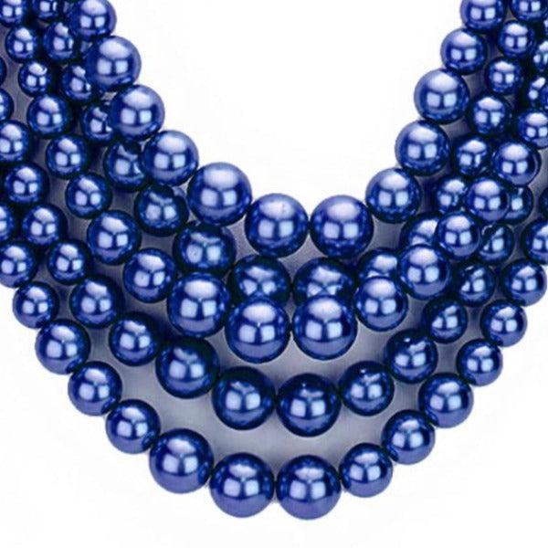  5 Strand Navy Blue Pearl (faux) Necklace & Earring Set by SP Sophia Collection