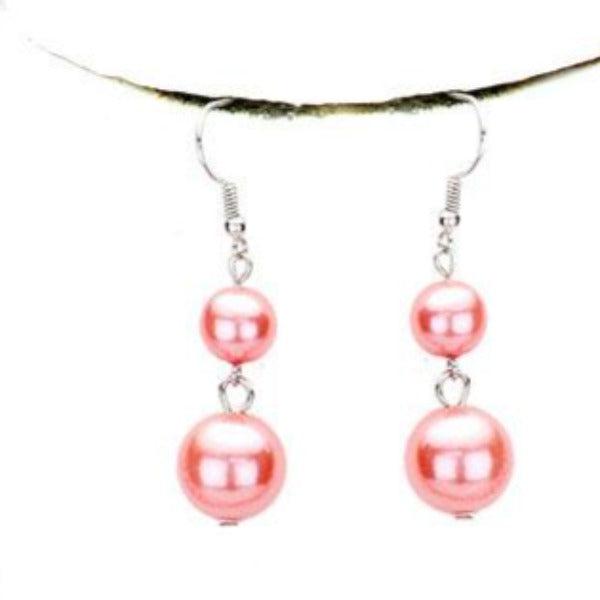  5 Strand Pink Pearl (faux) Necklace & Earring Set by Sophia Collection