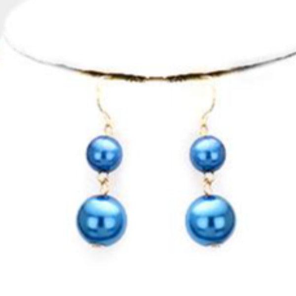  5 Strand Royal Blue Pearl (faux) Necklace & Earring Set by core