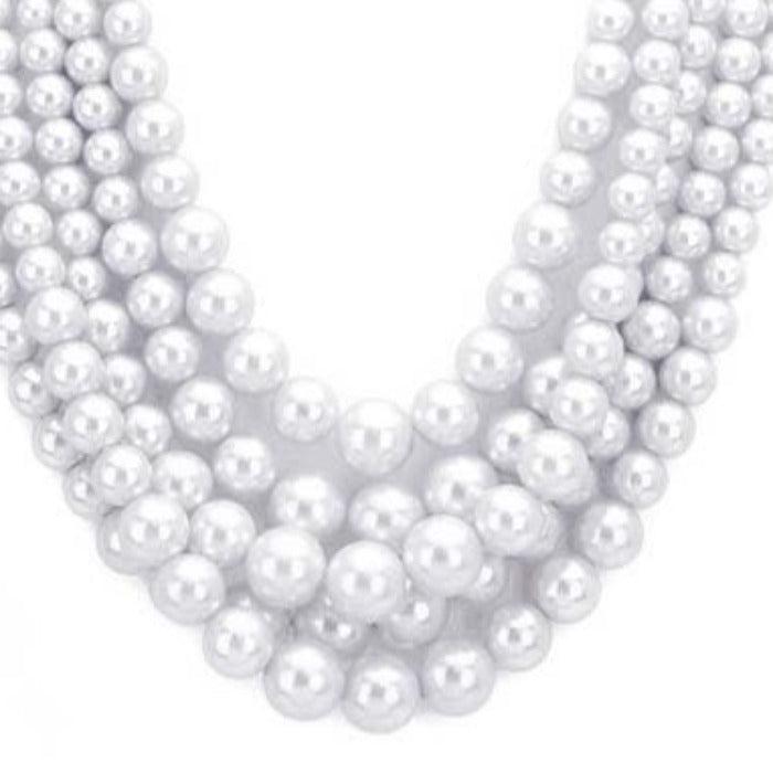  5 Strand White Pearl (faux) Necklace & Earring Set by core