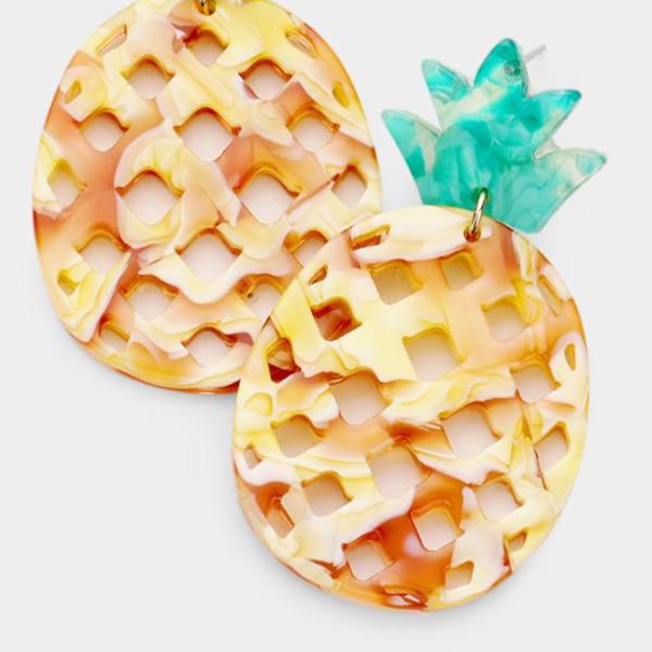 Pineapple Celluloid Acetate Earrings-Earring-SPARKLE ARMAND
