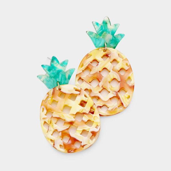 Pineapple Celluloid Acetate Earrings-Earring-SPARKLE ARMAND