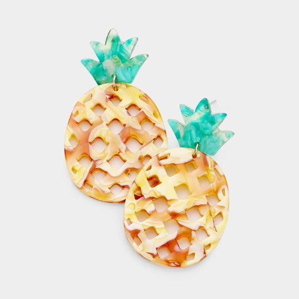 Pineapple Celluloid Acetate Earrings-Earring-SPARKLE ARMAND