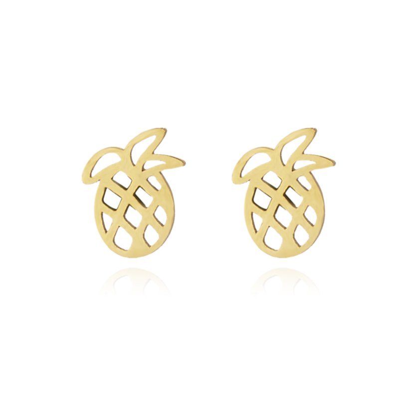 Pineapple Gold Tone Necklace & Earrings Set-Necklace-SPARKLE ARMAND