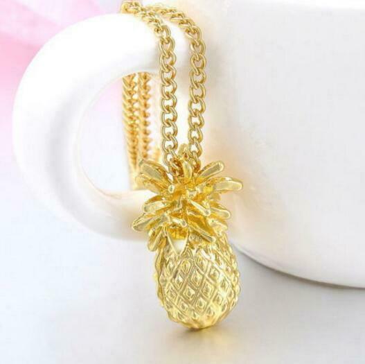 Pineapple Gold Tone Necklace-Necklace-SPARKLE ARMAND