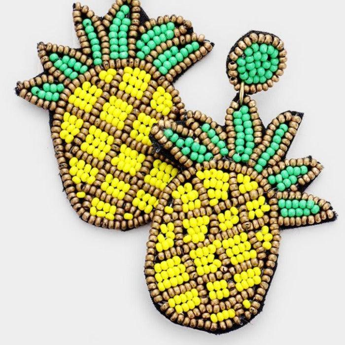 Pineapple Seed Bead Earrings-Earring-SPARKLE ARMAND