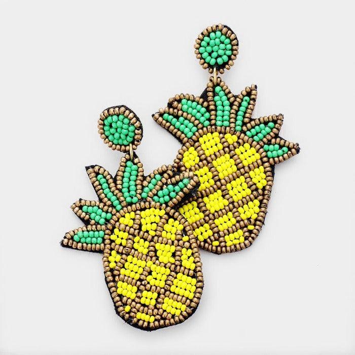 Pineapple Seed Bead Earrings-Earring-SPARKLE ARMAND