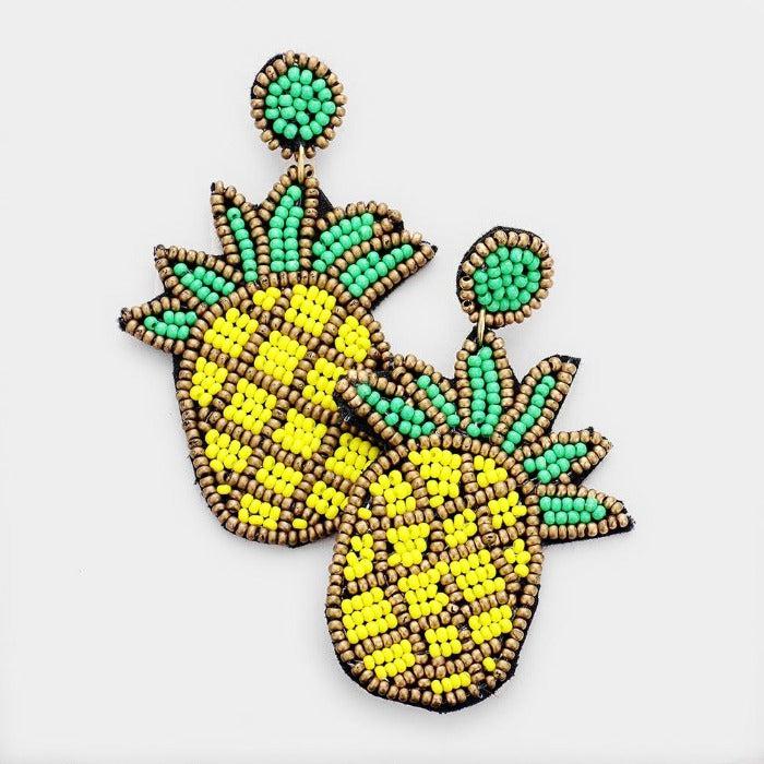 Pineapple Seed Bead Earrings-Earring-SPARKLE ARMAND