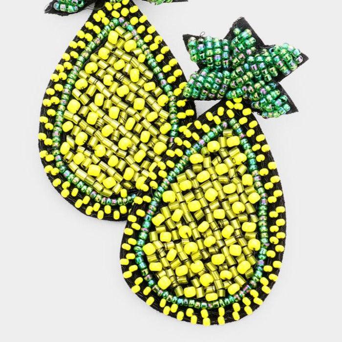 Pineapple Seed Bead Felt Back Earrings-Earring-SPARKLE ARMAND