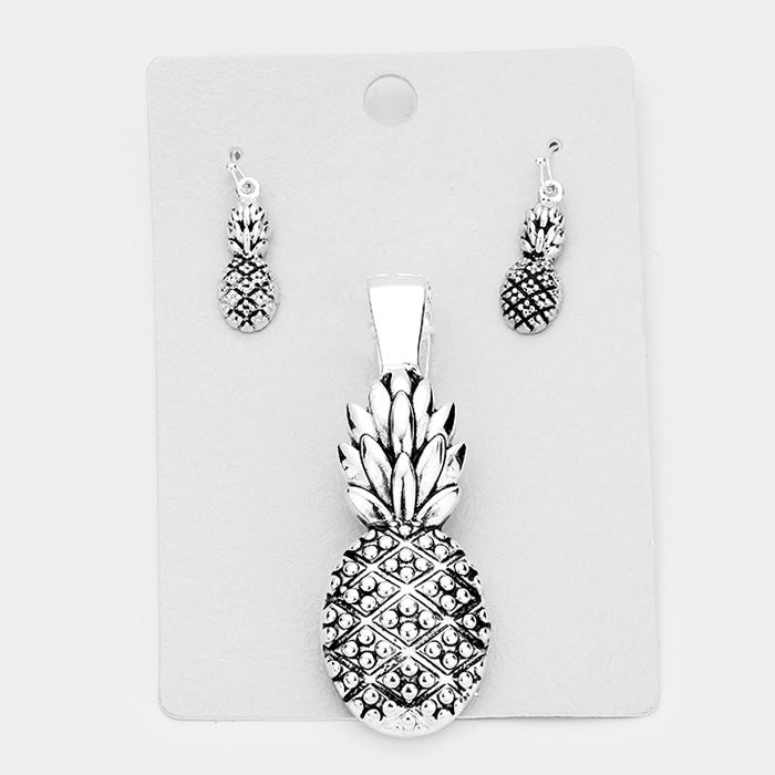 Pineapple Silver Metal Magnetic Pendant Set-Pendant-SPARKLE ARMAND