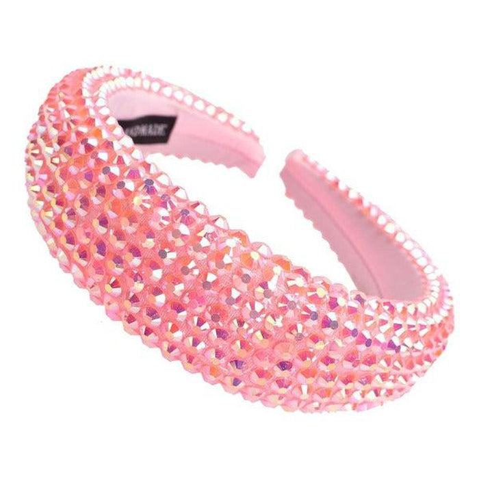 Pink Faceted Bead Padded Headband-Hair Accessories-SPARKLE ARMAND