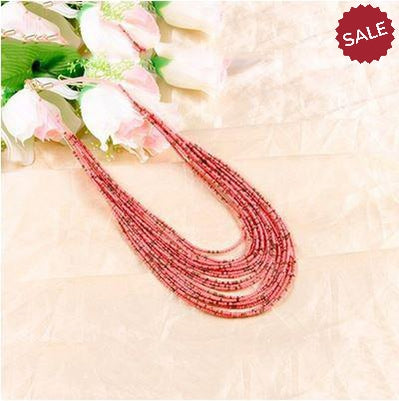Pink Seed Bead Bohemian Multi-Layer String Necklace-Necklace-SPARKLE ARMAND