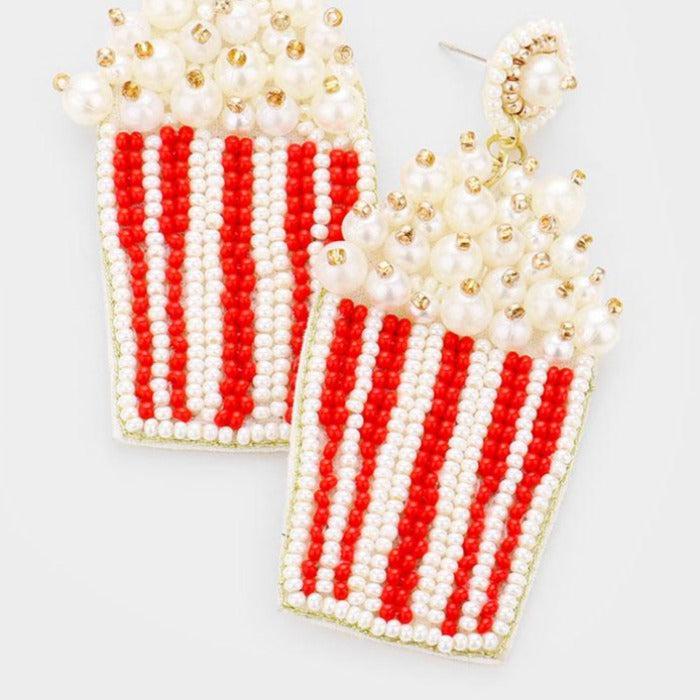 Popcorn Seed Bead Felt Back Earrings