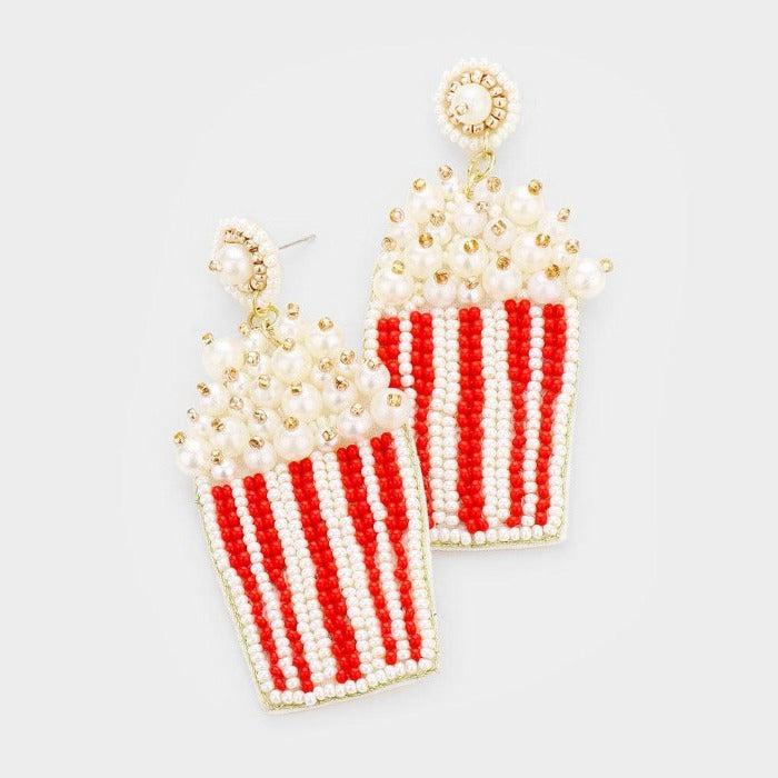Popcorn Seed Bead Felt Back Earrings