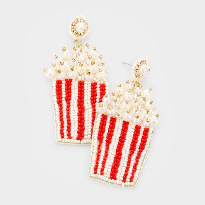 Popcorn Seed Bead Felt Back Earrings