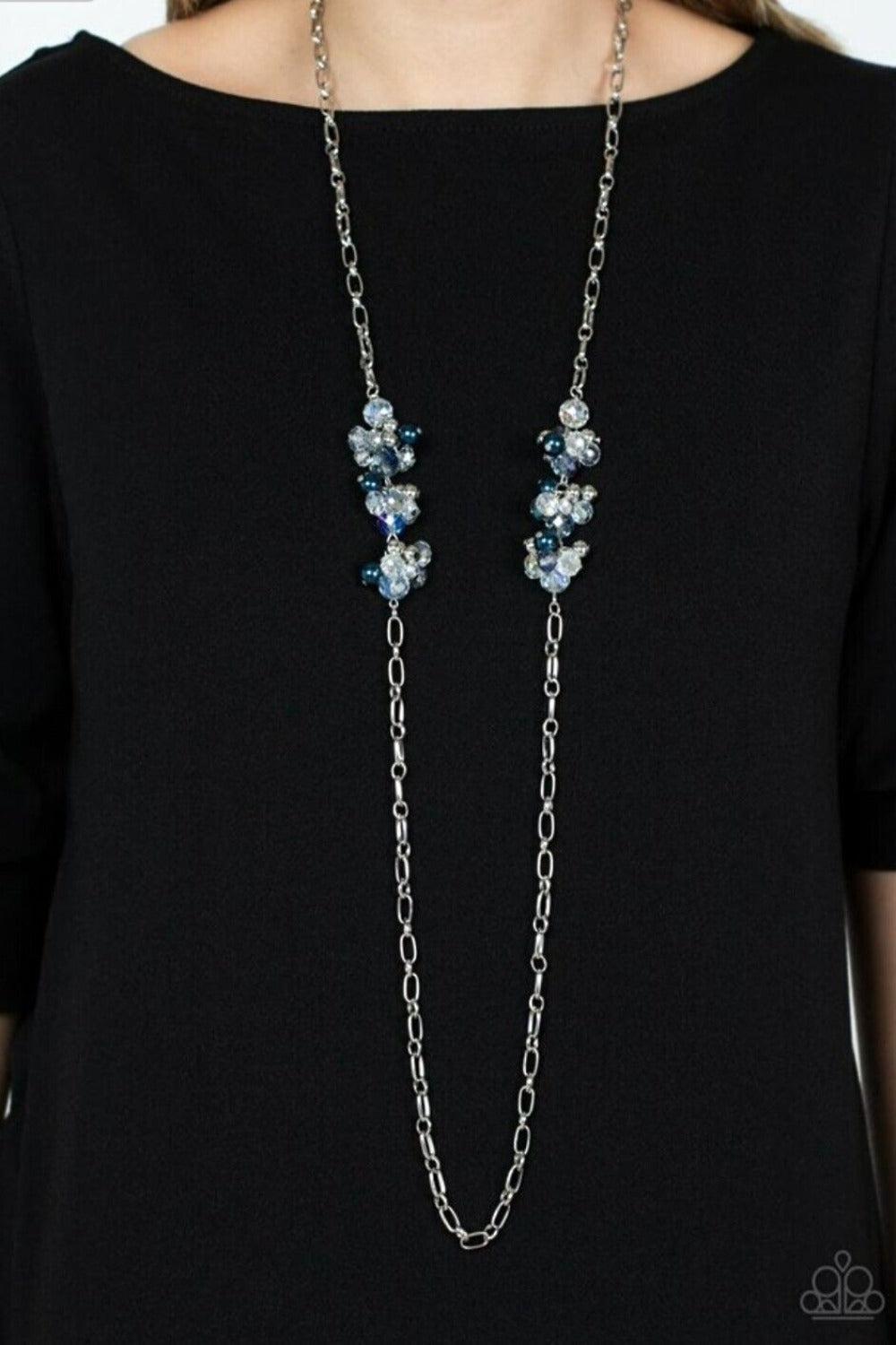 Poshly Parisian - Blue Necklace & Earrings Set-Necklace-SPARKLE ARMAND