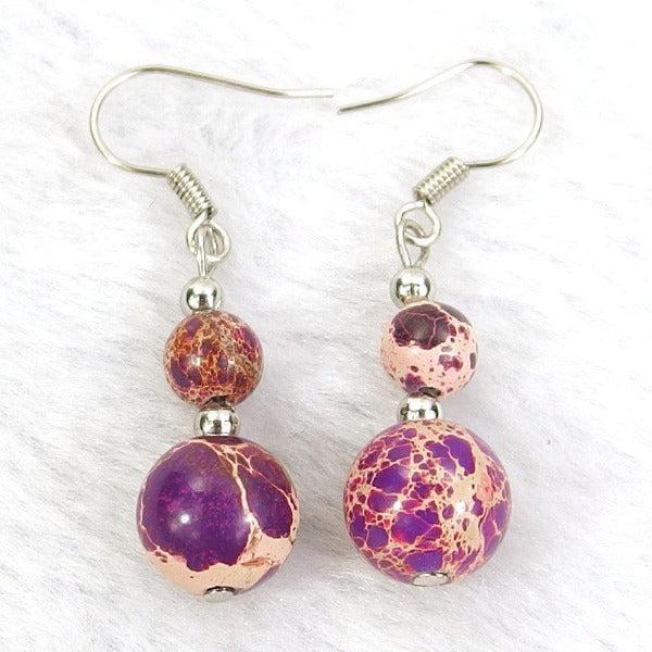 Purple Sea Sediment Jasper Natural Gemstone Earrings-Earring-SPARKLE ARMAND