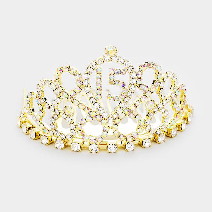 Quinceanera '15' Mini Tiara Crystal Rhinestone Pave-Tiara-SPARKLE ARMAND