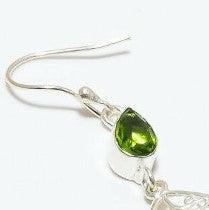 Rainbow Calsilica & Green Peridot Silver Plated Earrings-Earring-SPARKLE ARMAND