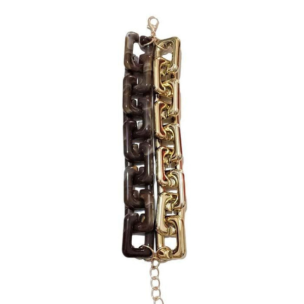 Rectangle Link Celluloid Acetate Open Bracelet