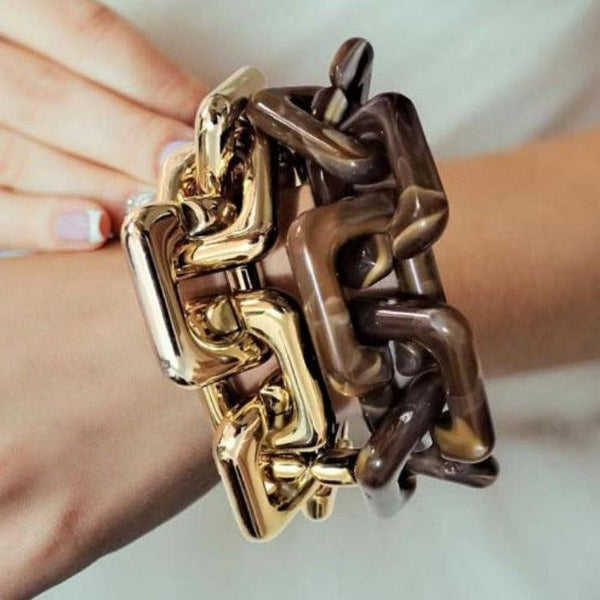 Rectangle Link Celluloid Acetate Open Bracelet