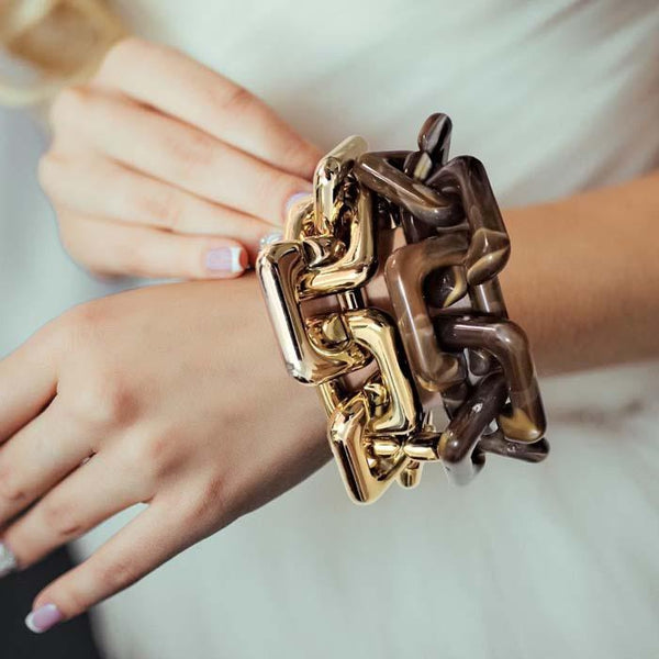 Rectangle Link Celluloid Acetate Open Bracelet