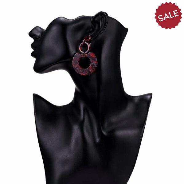 Red Geometric Retro Acetate Earrings