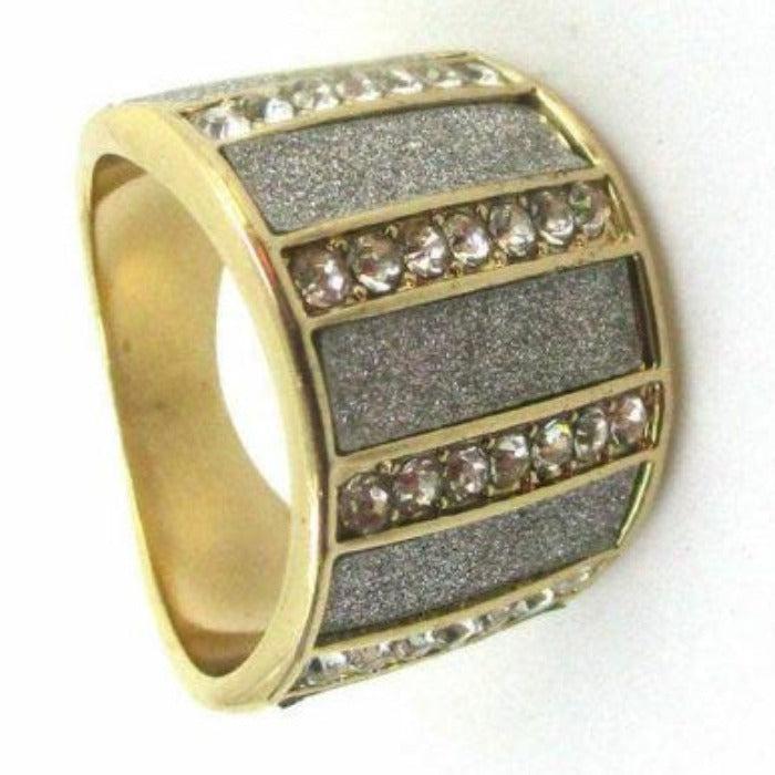 Rhinestone Gold Tone Ring-Ring-SPARKLE ARMAND