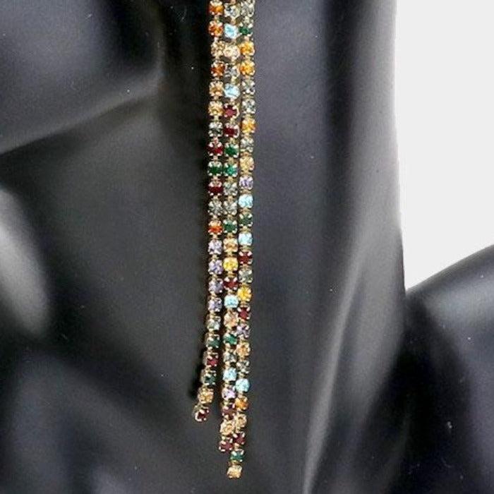 Rhinestone Multi Long Dangle Earrings by LINE