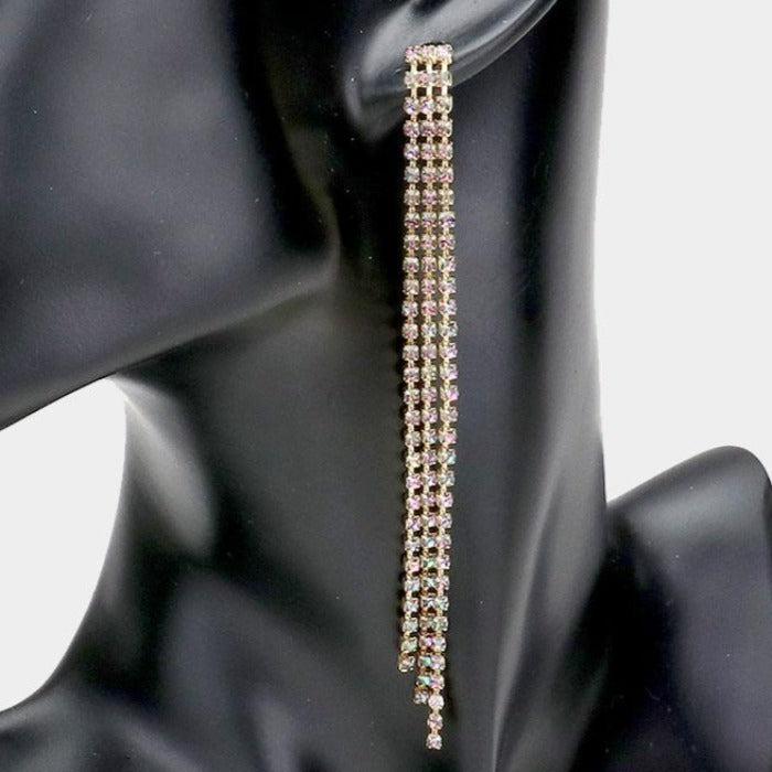 Rhinestone Purple Long Dangle Earrings by LINE