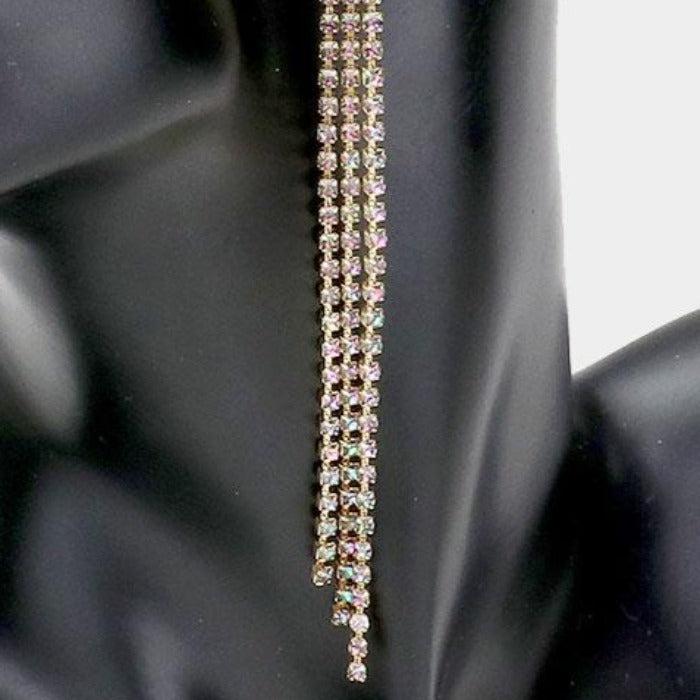 Rhinestone Purple Long Dangle Earrings by LINE
