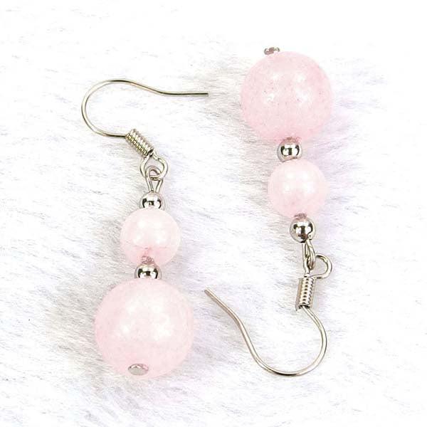 Rose Quartz Natural Gemstone Silver Earrings-Earring-SPARKLE ARMAND