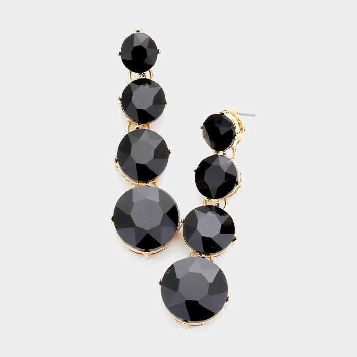 Round Black Crystal Evening Earrings by Jennifer & Company