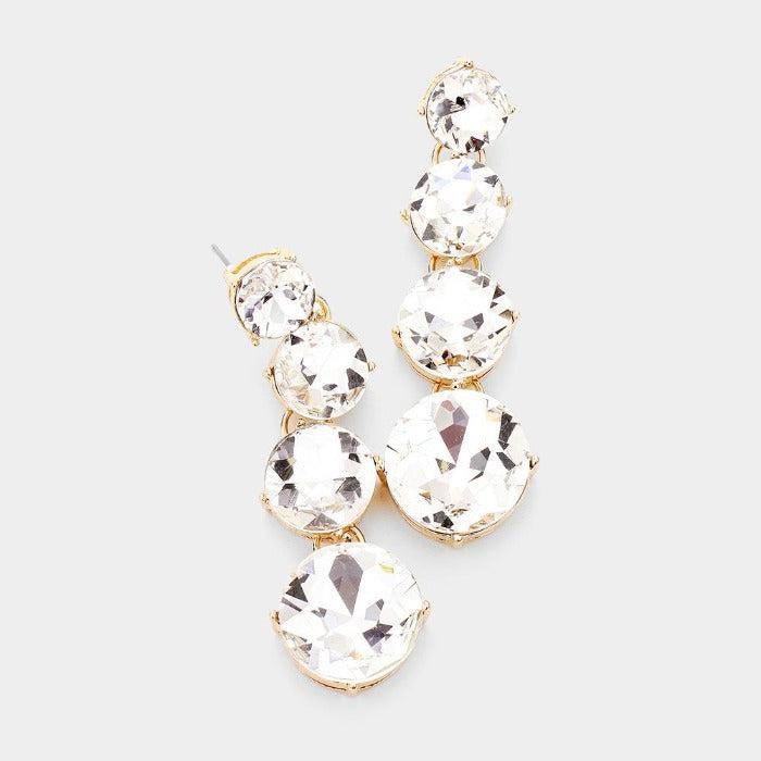 Round Clear Crystal Evening Earrings by Jennifer & Company