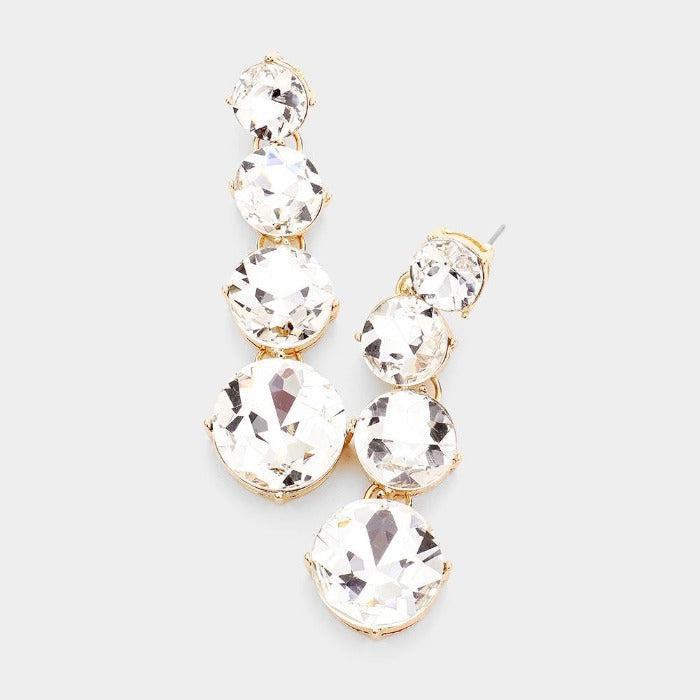 Round Clear Crystal Evening Earrings by Jennifer & Company