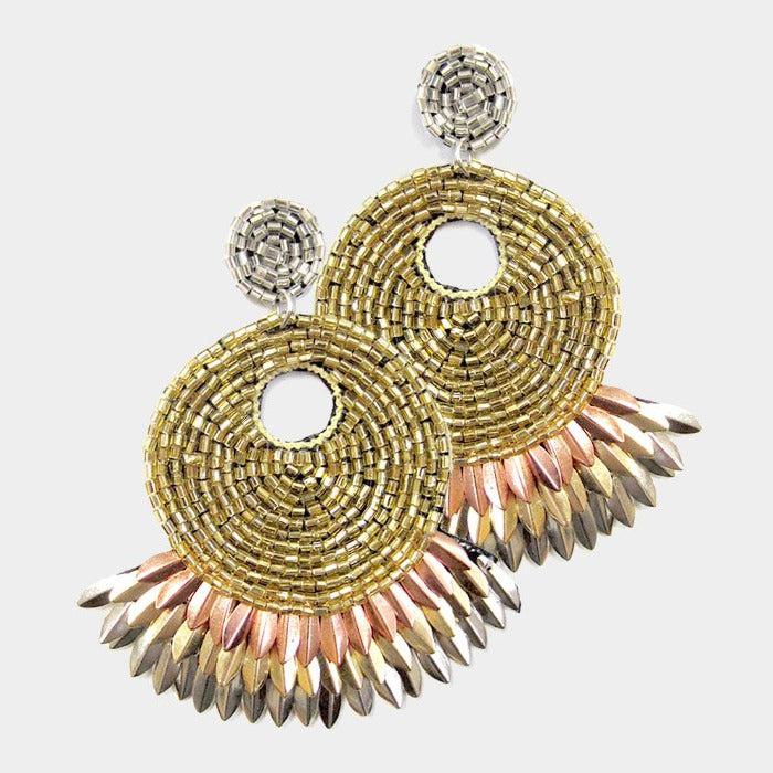 Round Metal Fringe Dangle Earrings