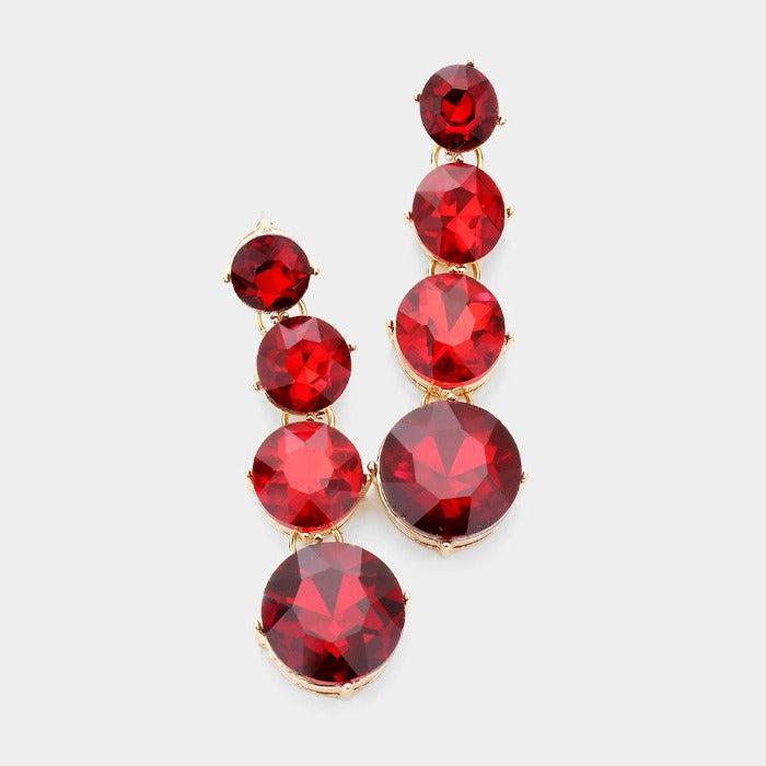 Round Red Crystal Evening Earrings by Jennifer & Company
