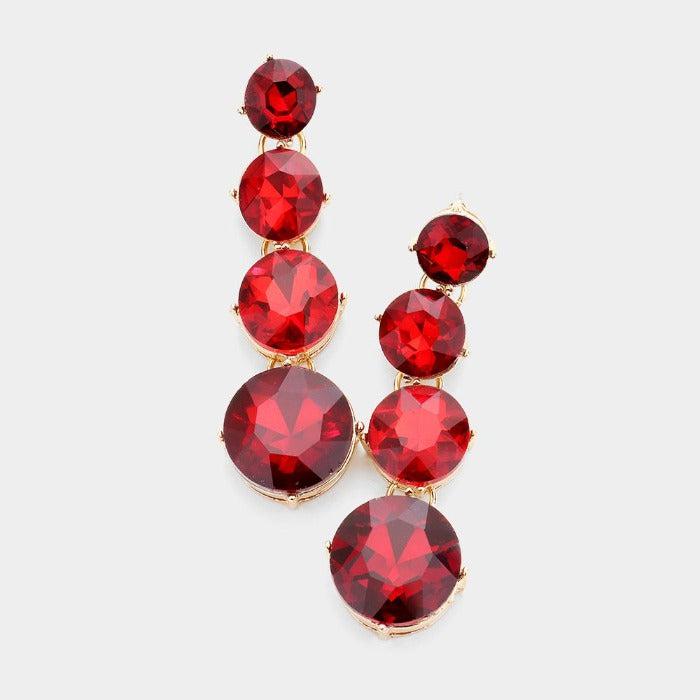 Round Red Crystal Evening Earrings by Jennifer & Company