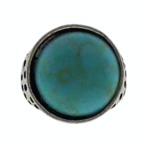 Round Turquoise (Faux) Silver Small Stretch Ring Fits 5 - 6.5-Ring-SPARKLE ARMAND
