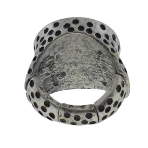 Round Turquoise (Faux) Silver Small Stretch Ring Fits 5 - 6.5-Ring-SPARKLE ARMAND