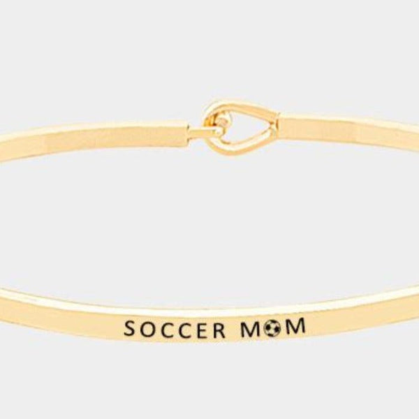 "SOCCER MOM" Gold Thin Metal Hook Bracelet