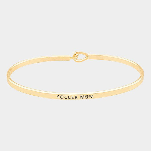 "SOCCER MOM" Gold Thin Metal Hook Bracelet