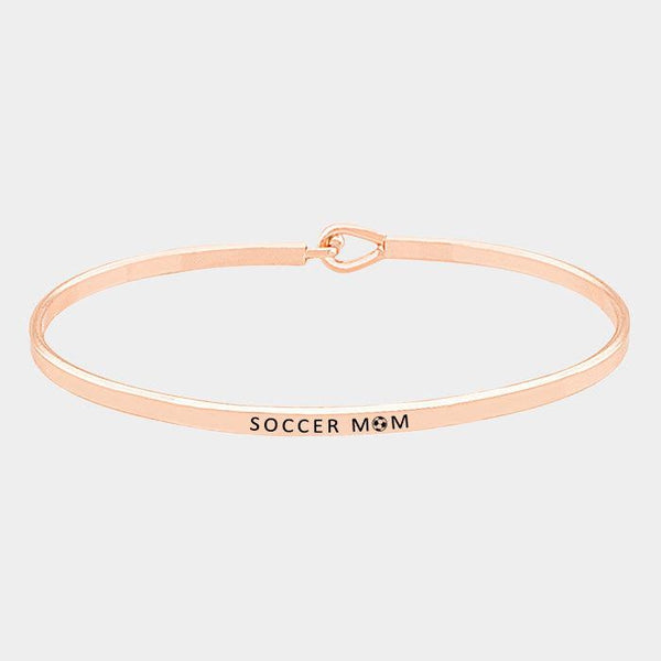 "SOCCER MOM" Rose Gold Thin Metal Hook Bracelet