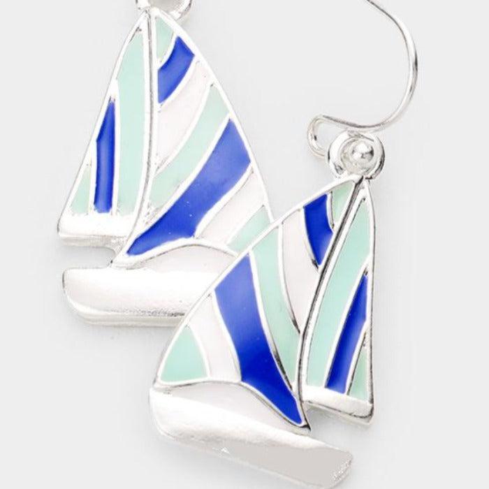 Sailboat Enamel Earrings-Earring-SPARKLE ARMAND