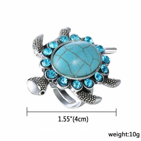 Sea Turtle Faux Turquoise Adjustable Ring