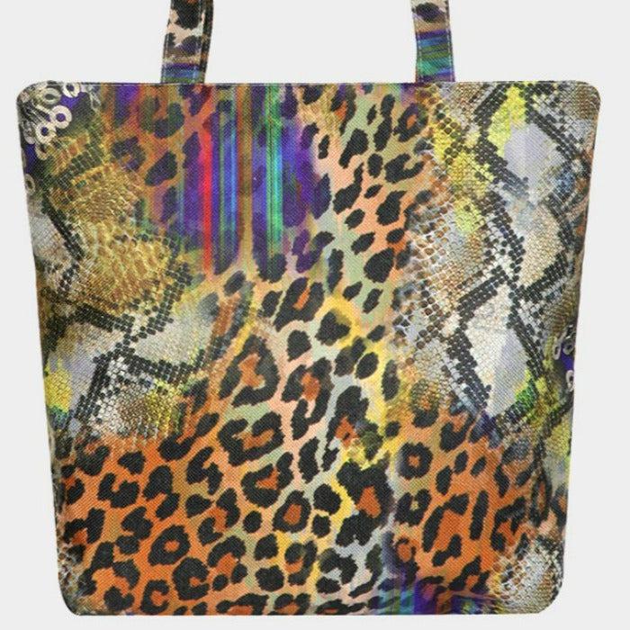 Serape Leopard Snake Patterned Tote Bag