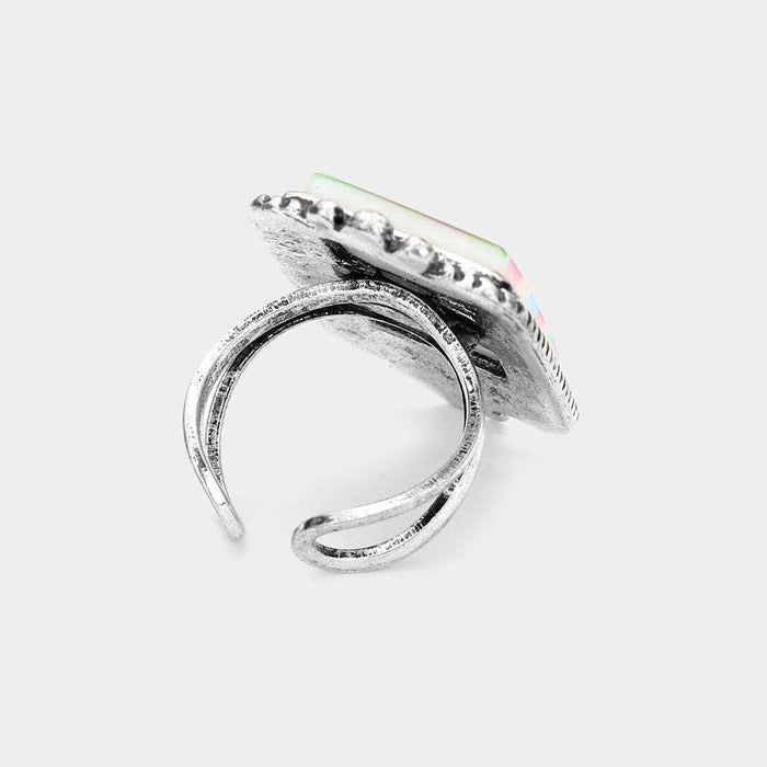 Serape Resin Rectangle Ring