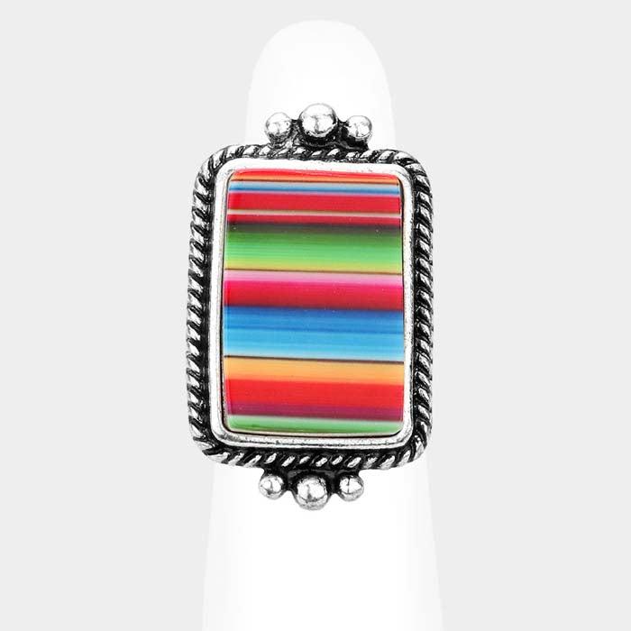 Serape Resin Rectangle Ring